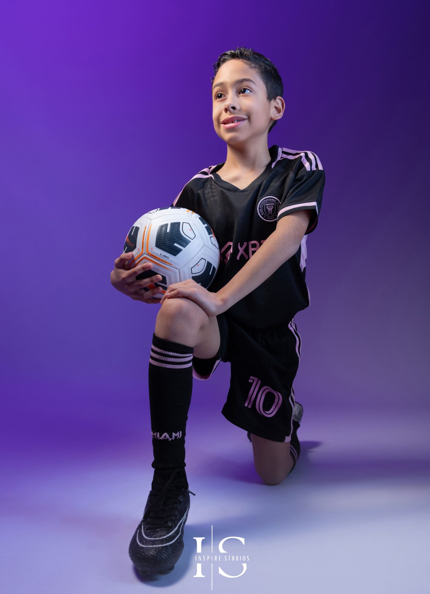 Stylish football themed children’s photoshoot London studio