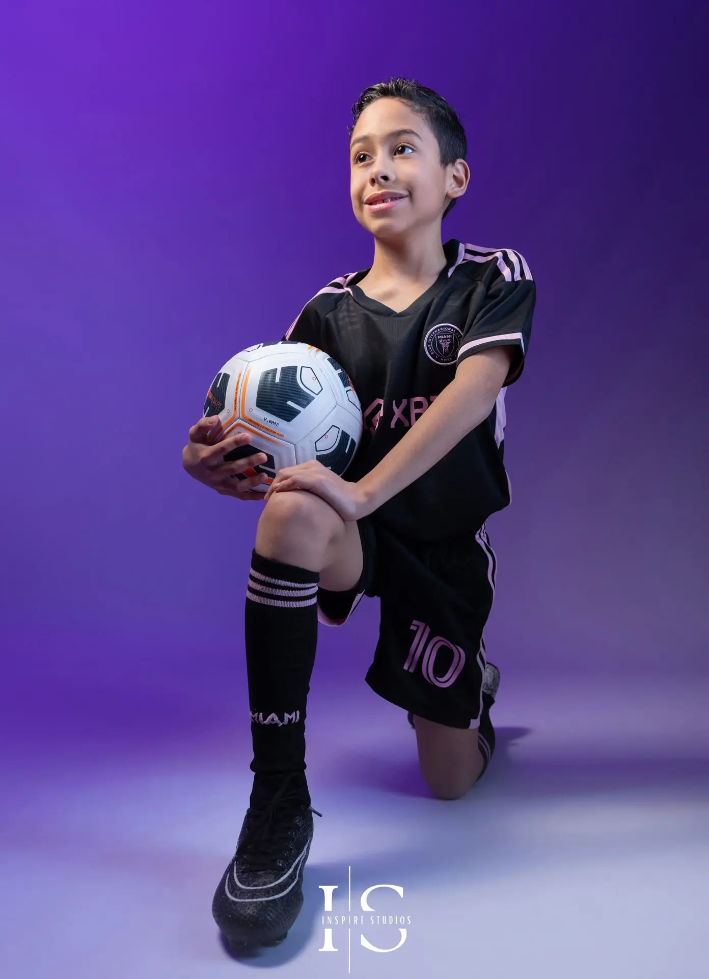 Stylish football themed children’s photoshoot London studio