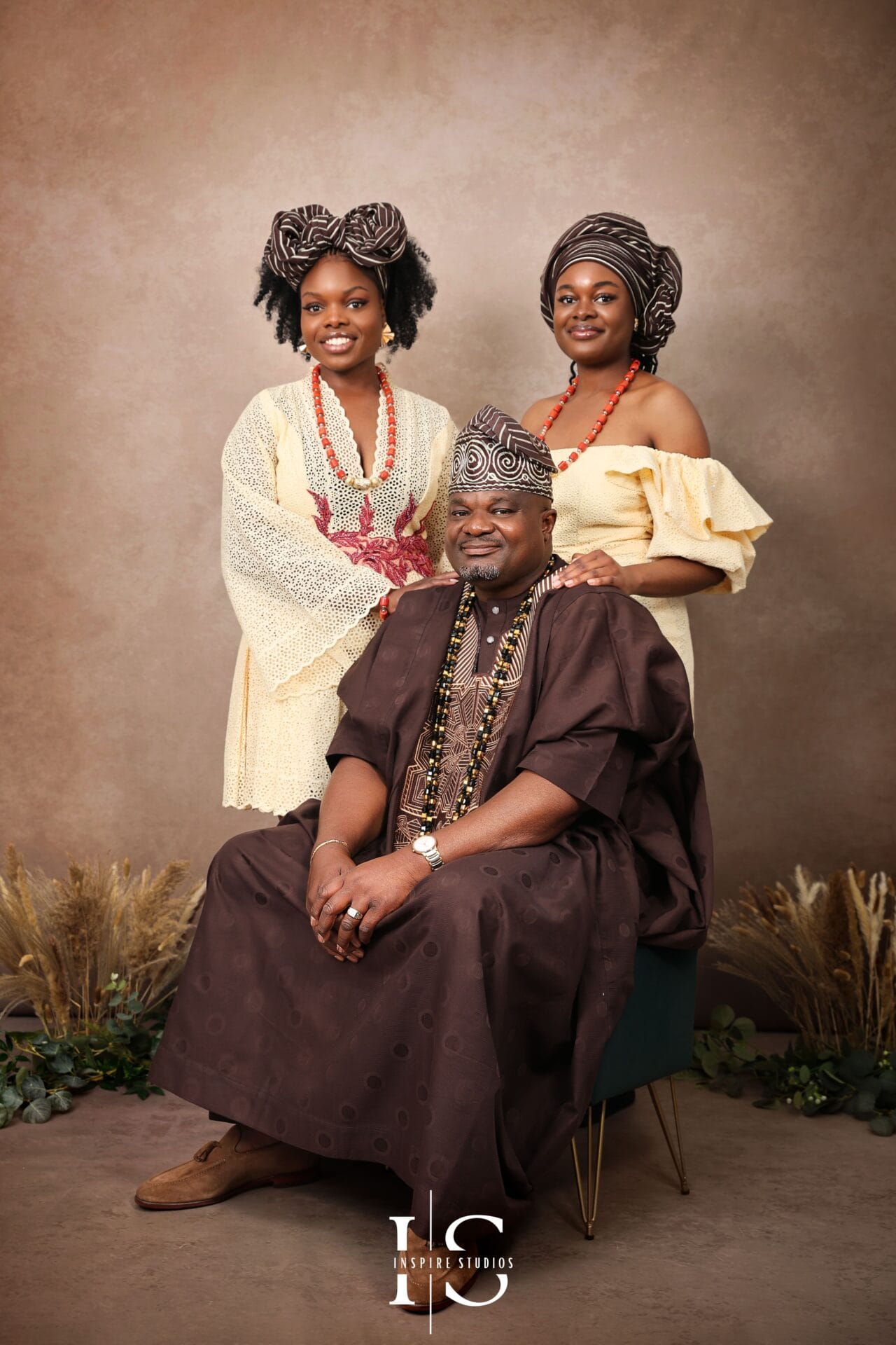 Traditional African family portrait taken in a London studio