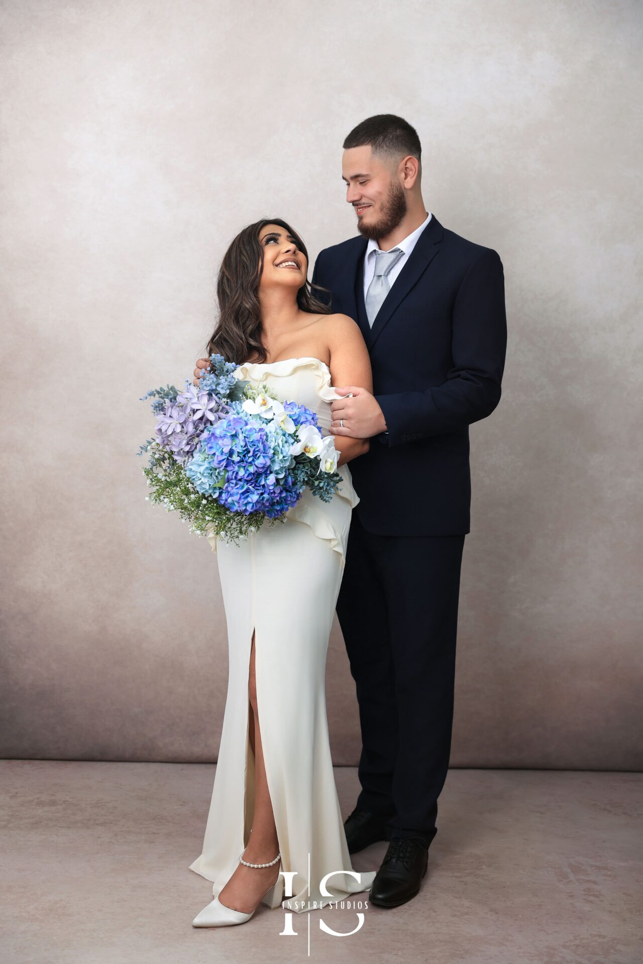 Vintage couple studio photoshoot in London wedding photography.