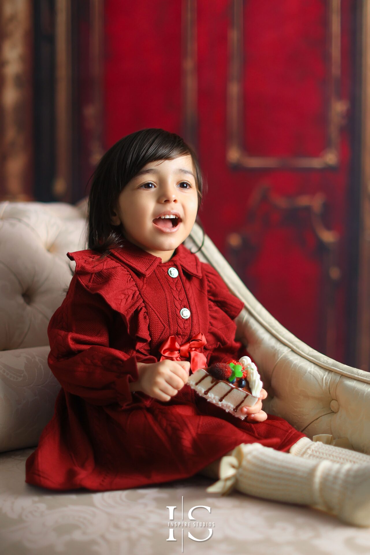 Red dress outfit for 3-year-old girl