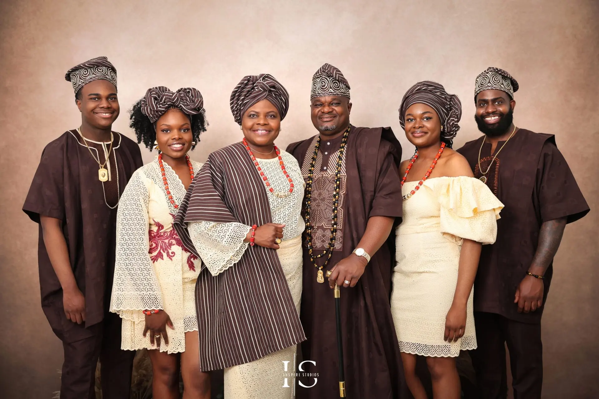 African family posing for a professional studio photoshoot in London E17 with stylish backdrops and lighting