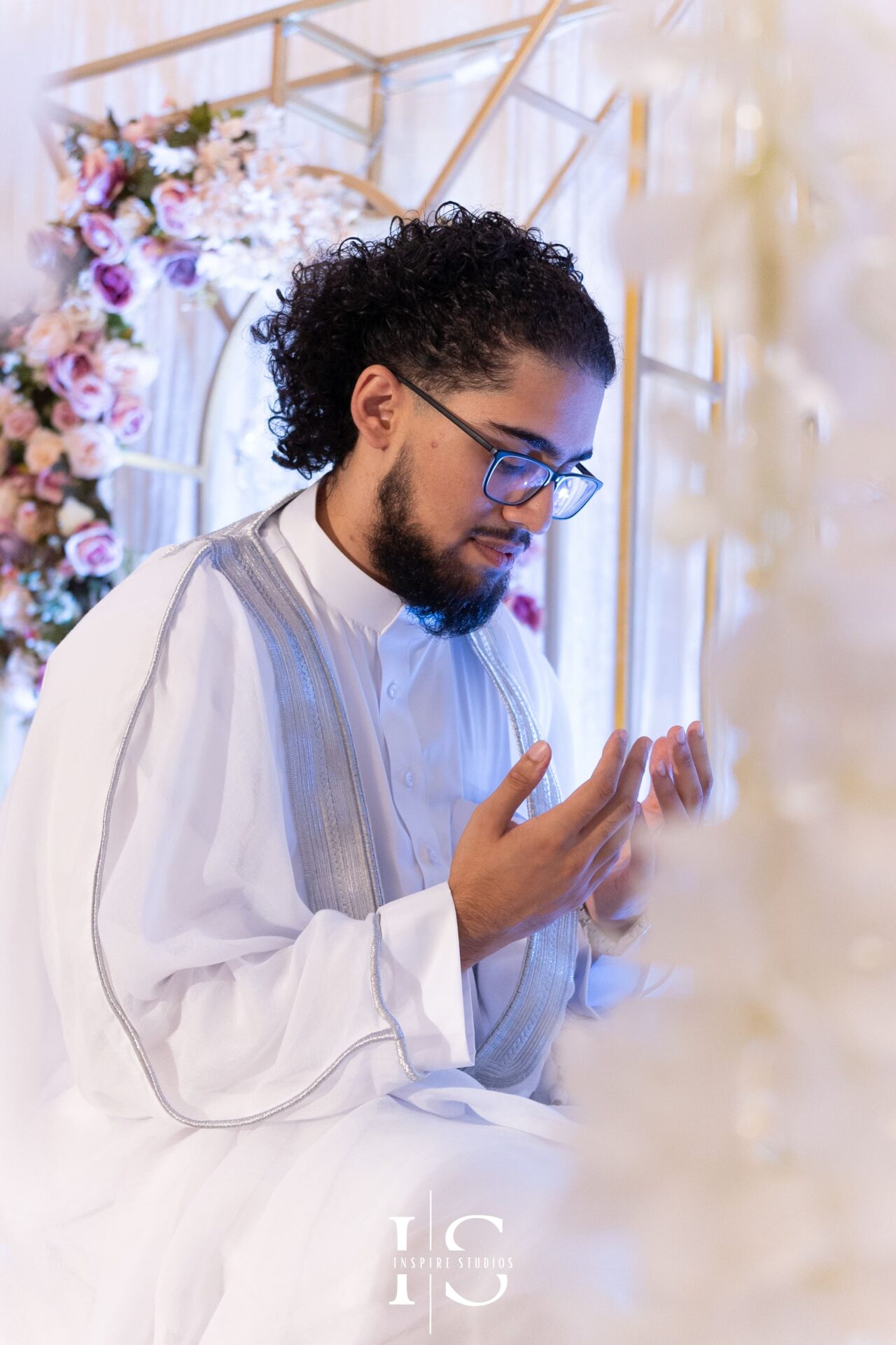 Groom close-up portrait during Nikkah ceremony at Pavilion Banqueting Walthamstow, London – captured by Inspire Studios