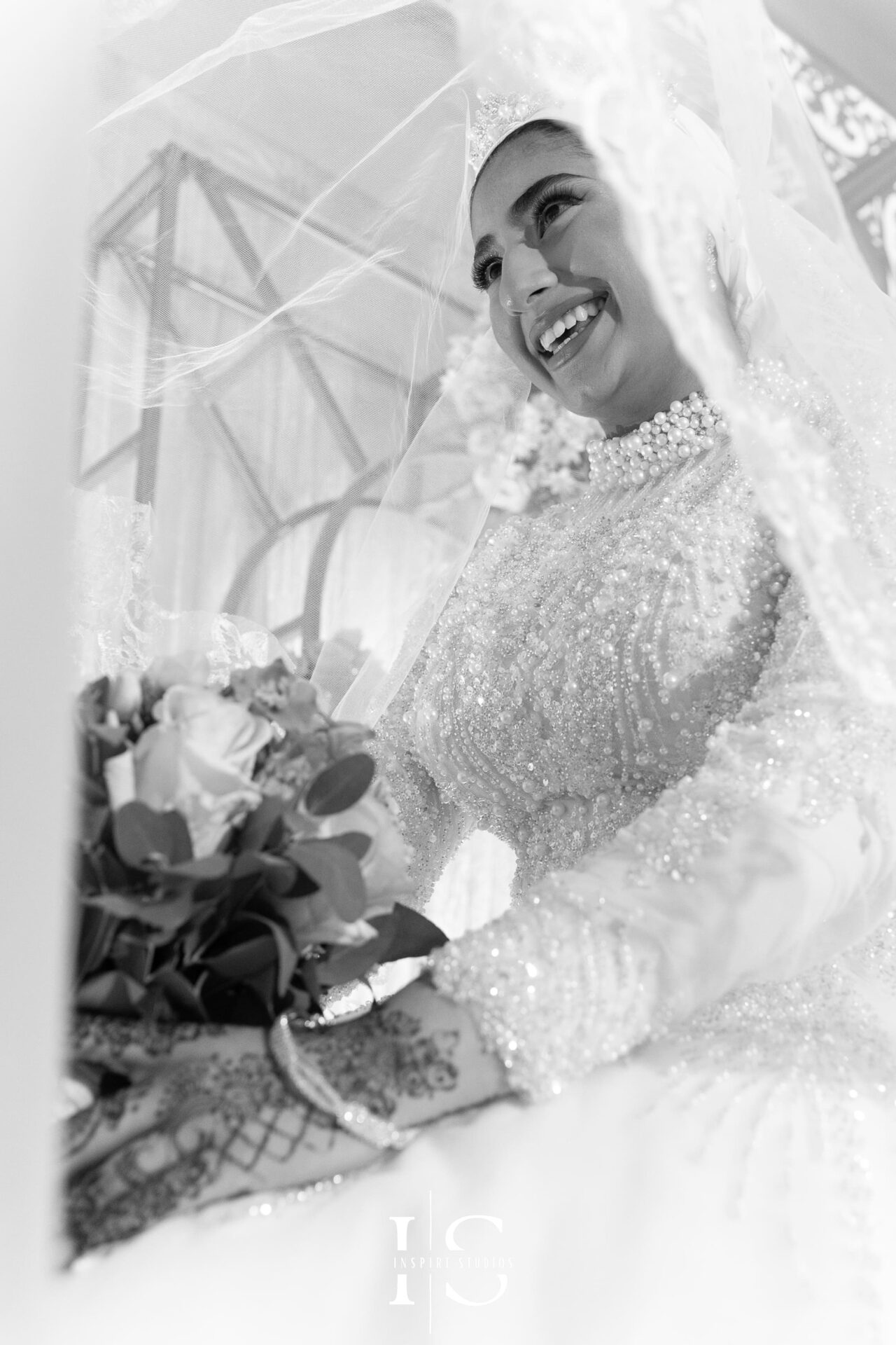 Bride close-up portrait during Nikkah wedding in London captured by Inspire Studios