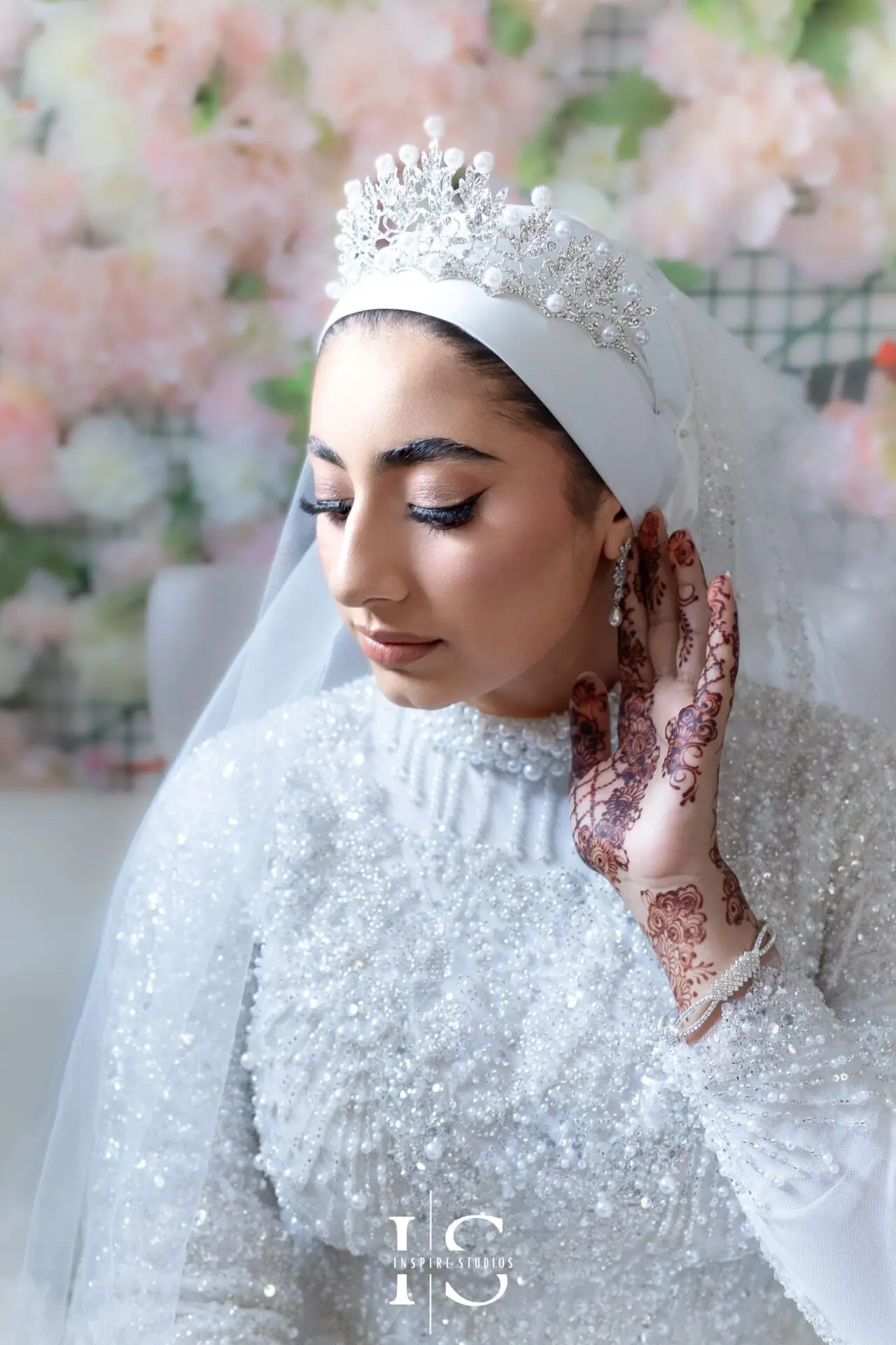 Bride getting ready close-up portrait before Nikkah wedding in London – Inspire Studios