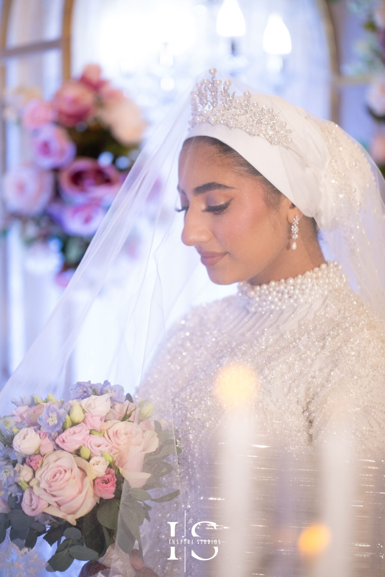 Bride emotional close-up portrait during Nikkah ceremony in London – Inspire Studios