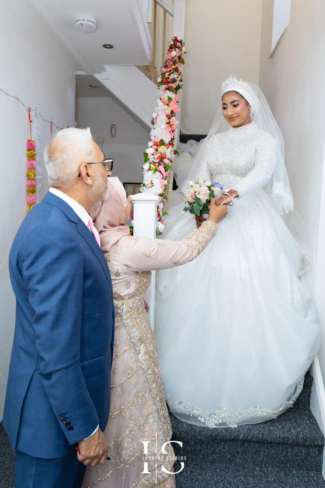 Bride getting ready at home with family before Nikkah wedding – captured by Inspire Studios, Pavilion Banqueting Walthamstow, London