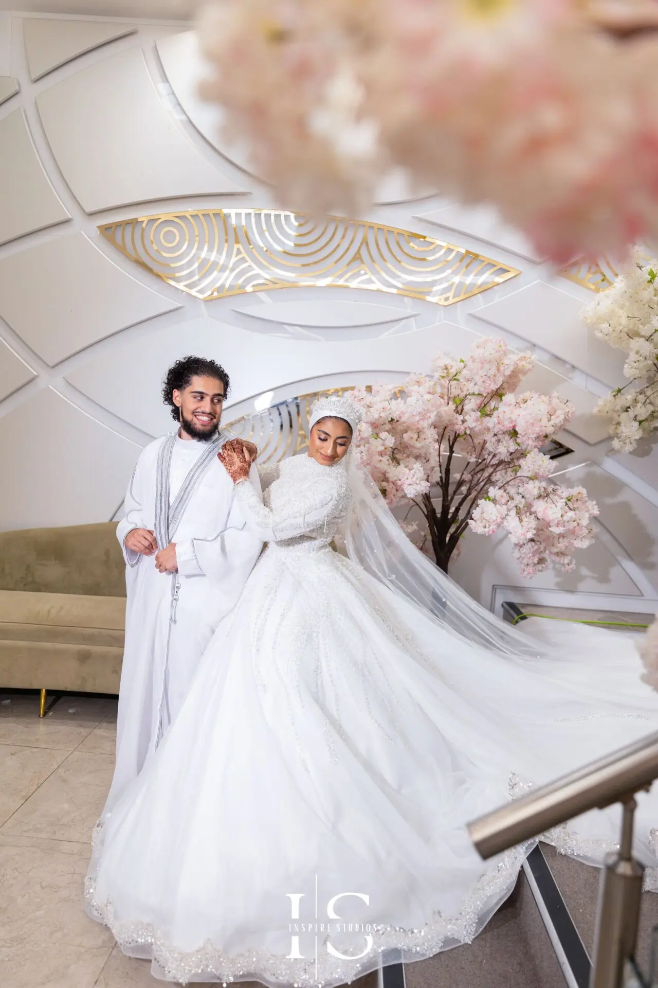Couple photoshoot during Nikkah wedding at Pavilion Banqueting Walthamstow, London – captured by Inspire Studios
