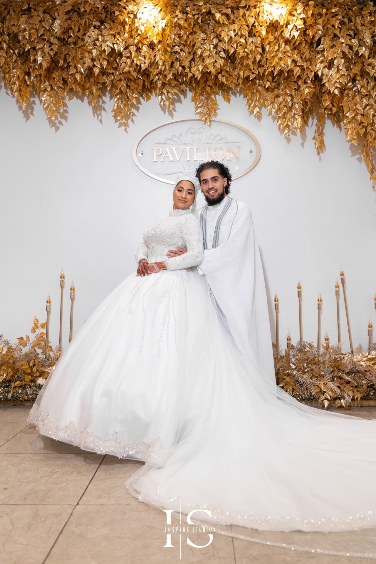 Nikkah couple photoshoot at Pavilion Banqueting Walthamstow, London – captured by Inspire Studios