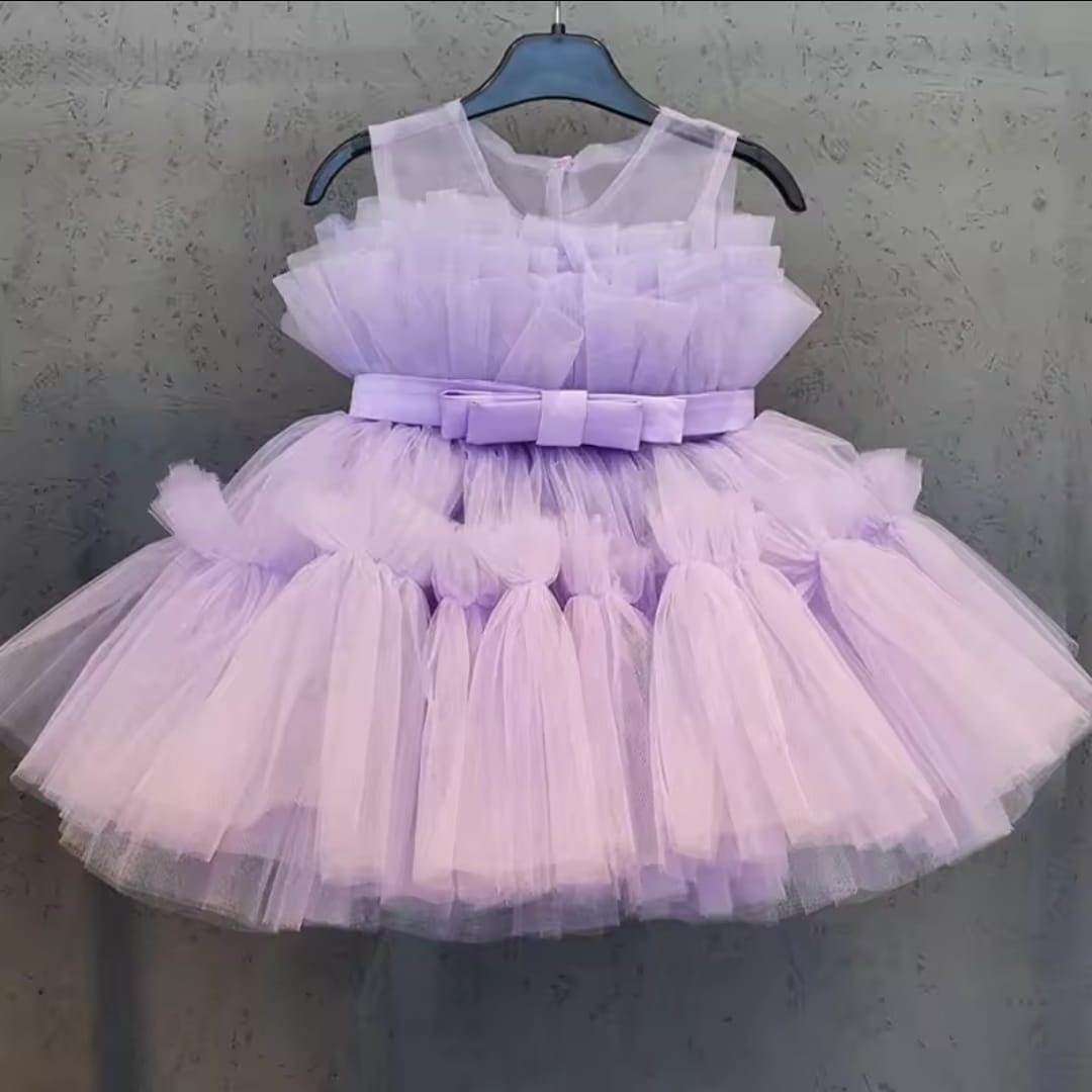 Puffy purple tulle dress for girls up to 5 years