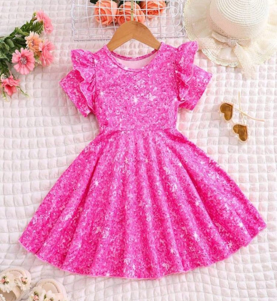 Purple glitter birthday dress for 5-year-old girl