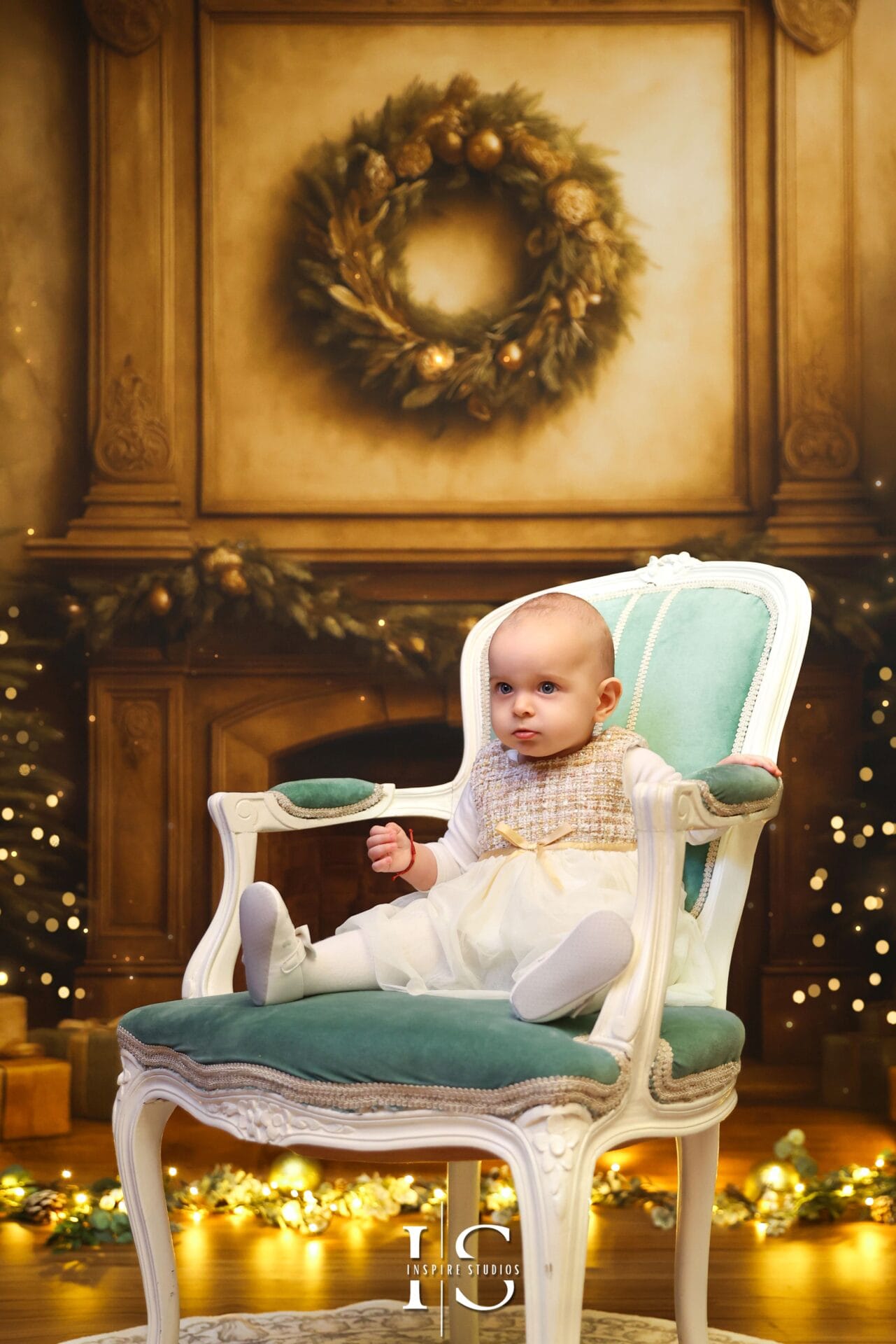 Elegant toddler Christmas portraits with refined festive styling