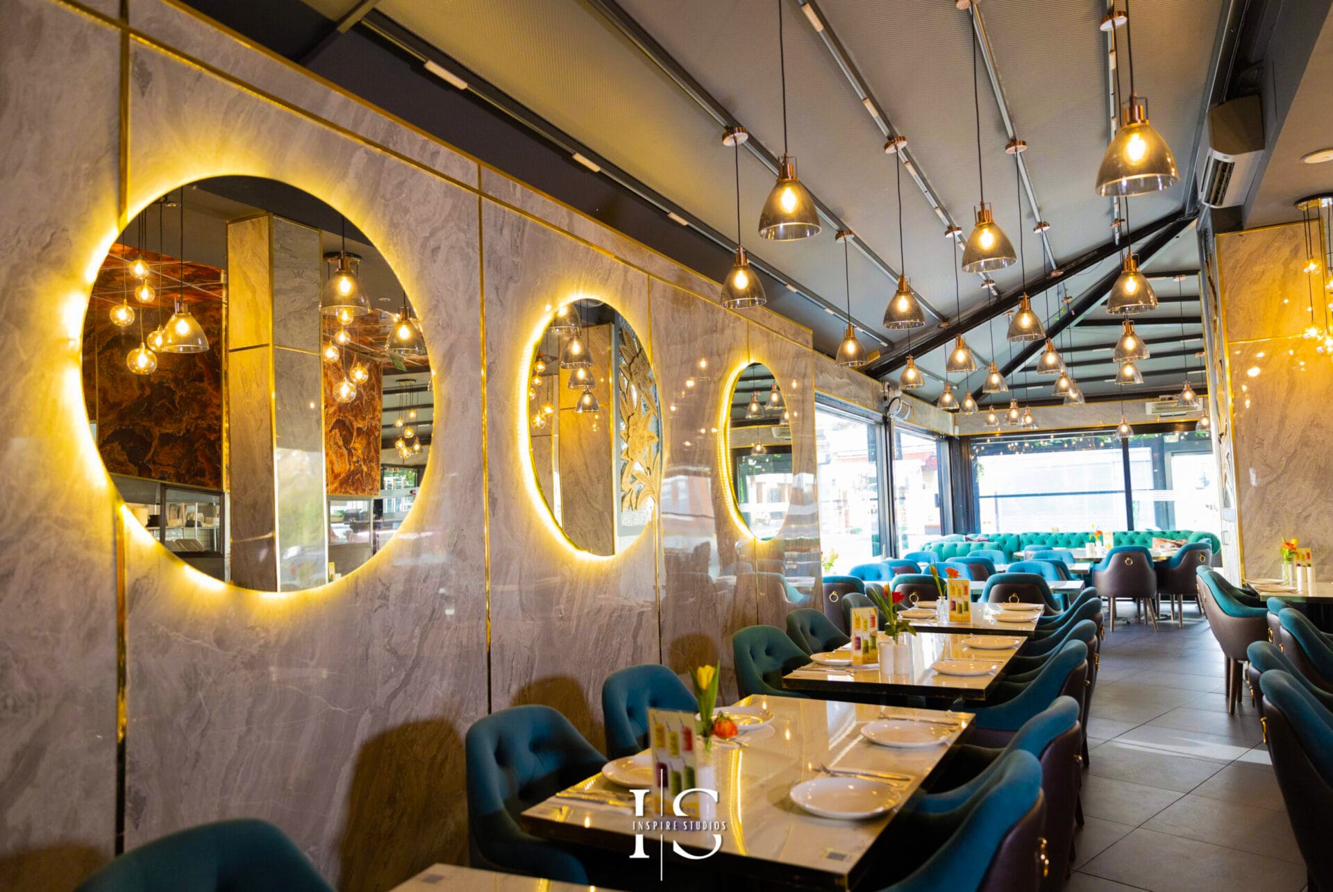 Professional interior photography of Gunes Restaurant in Walthamstow, London, by Inspire Studios highlighting Turkish restaurant design and ambiance.