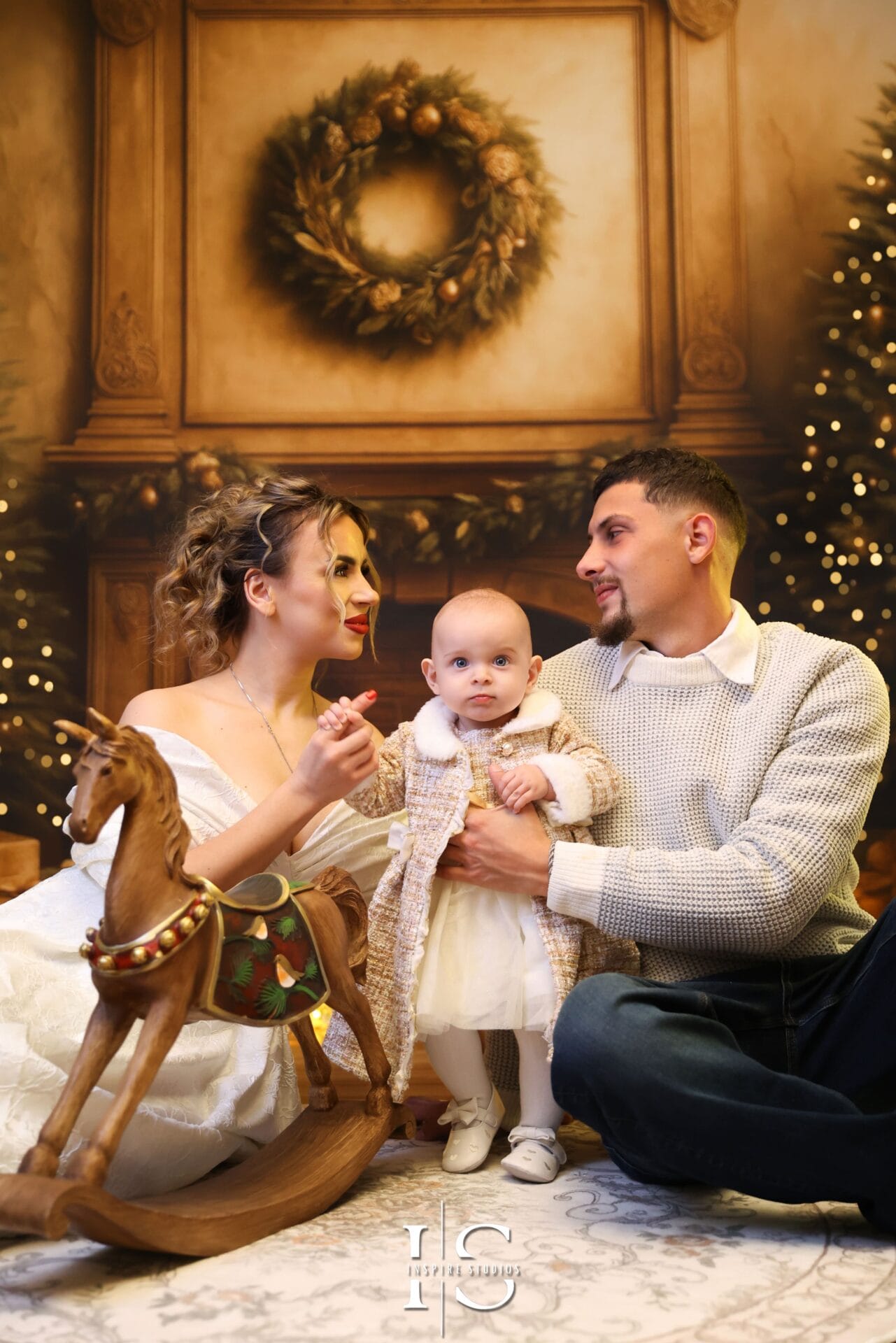 Family Christmas photo session in a London photography studio