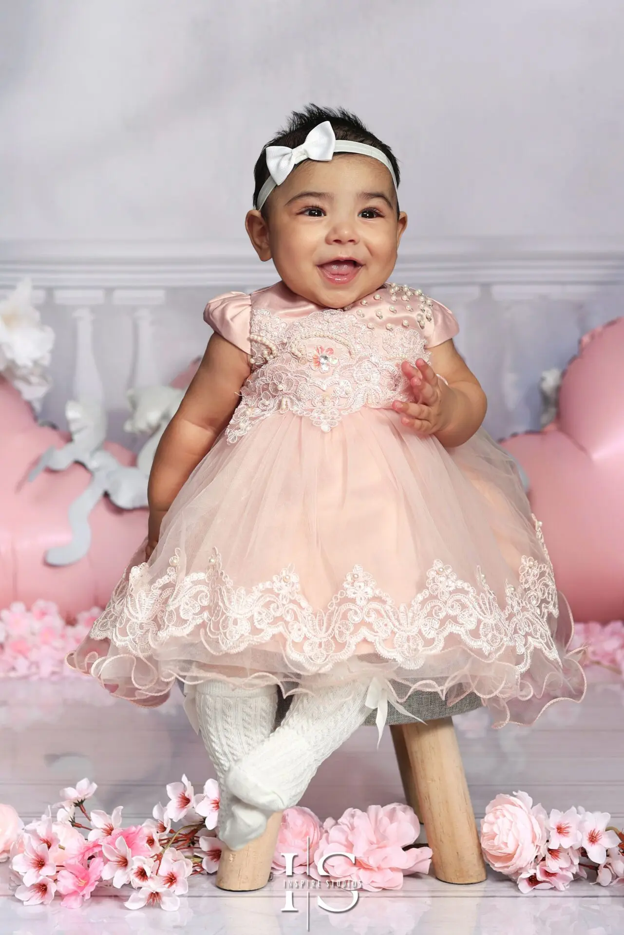 Pink baby girl dress for 6 months to 1 year infant made of soft cotton fabric, lightweight and comfortable, perfect for birthday parties, family gatherings, and everyday wear.
