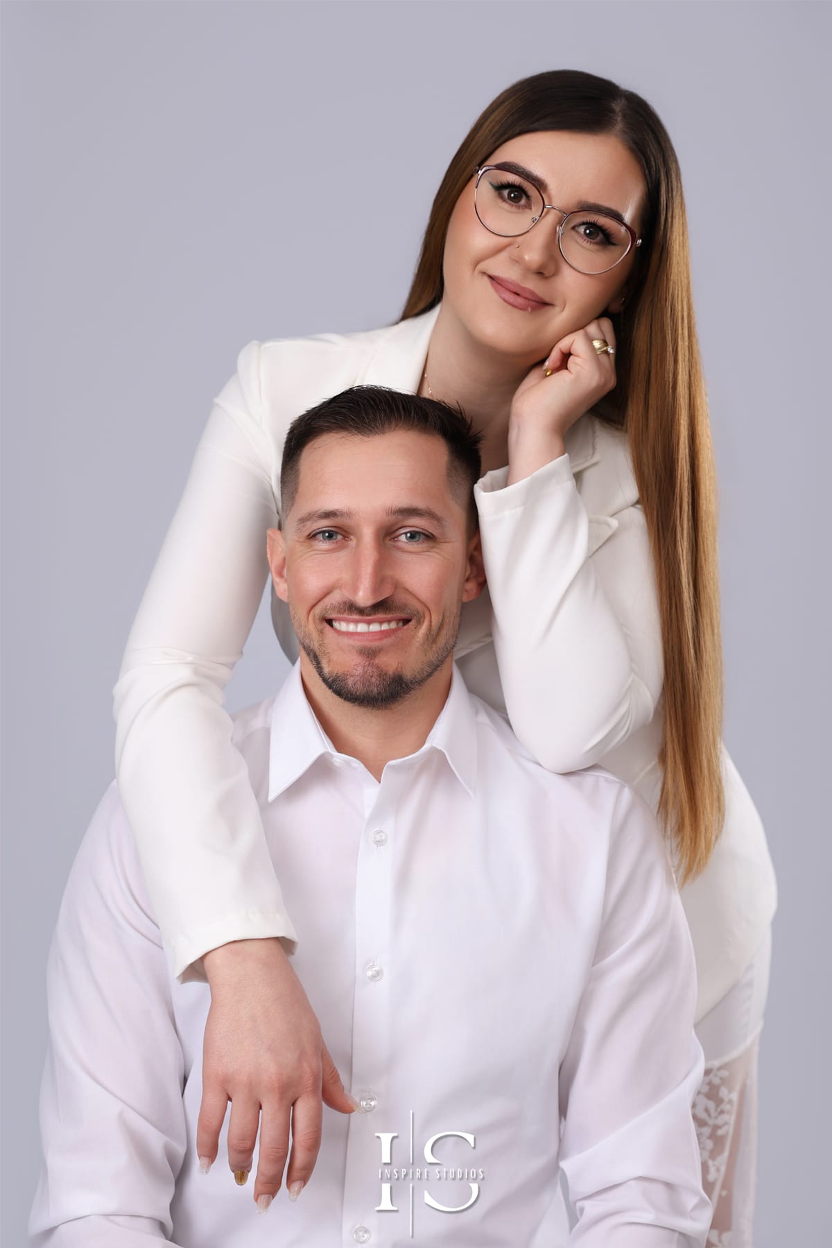 Couple portrait photographed during a professional family studio photoshoot session.