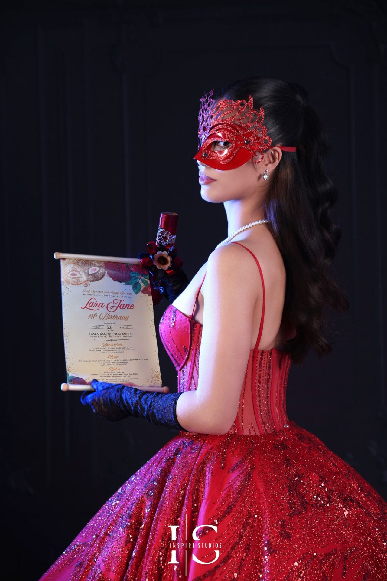 Creative Filipino 18th birthday debut photoshoot idea with glamorous gown and themed studio setup.