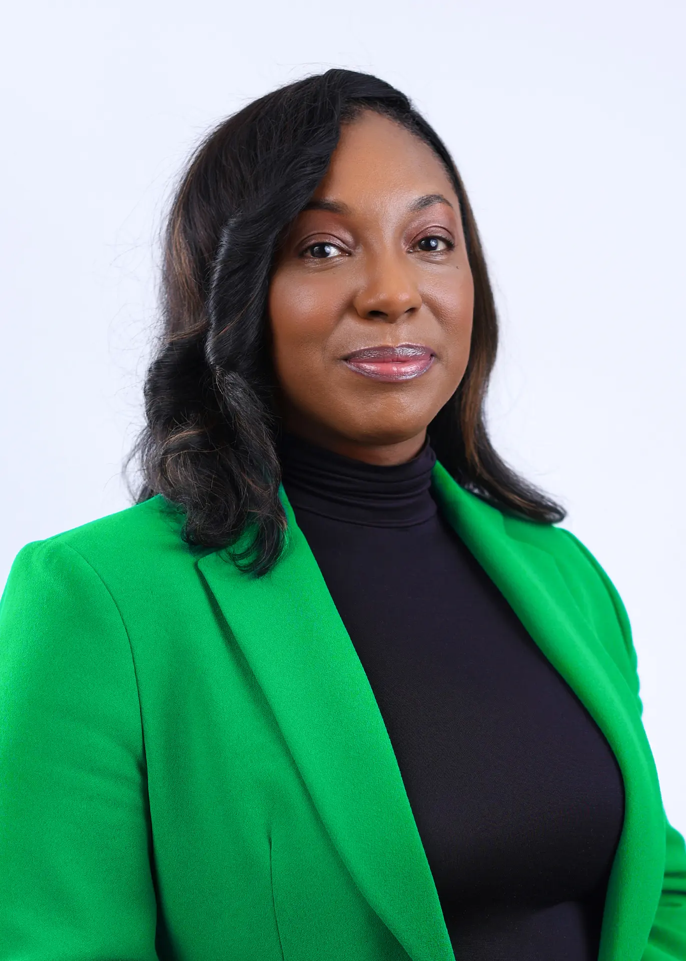 Confident businesswoman posing for professional headshots in London photography studio