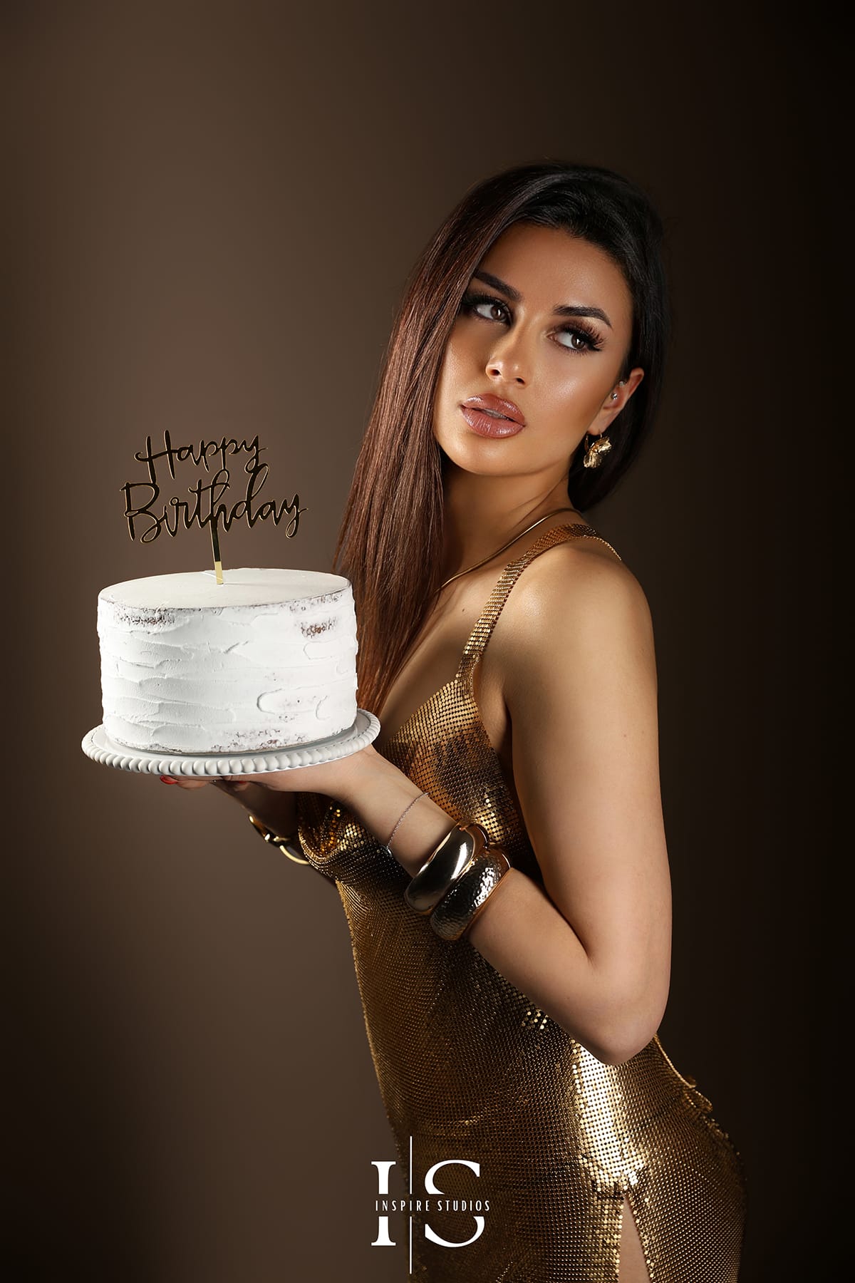 Russian girl celebrating her birthday with a stylish portrait photoshoot and elegant pose.