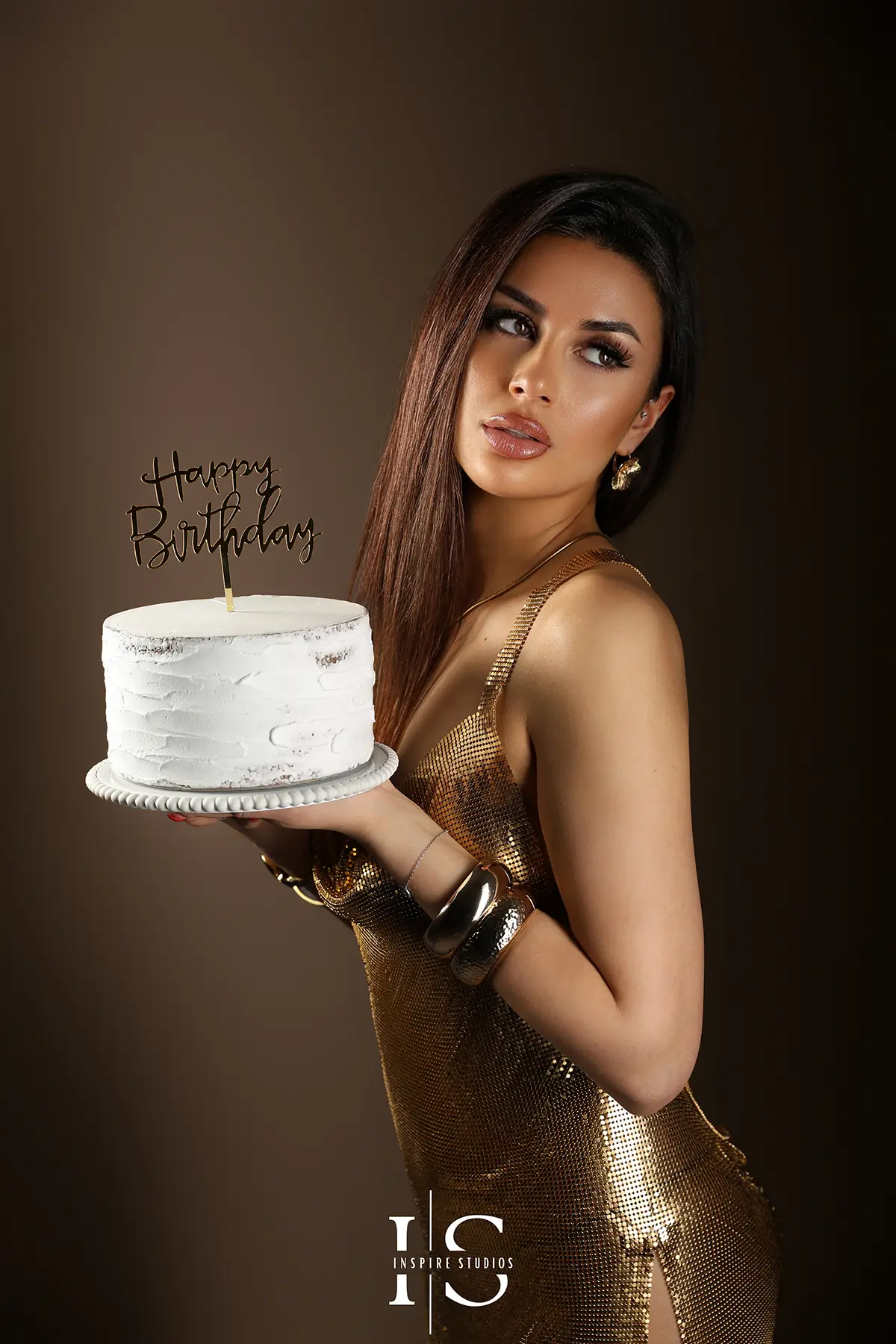 Russian girl celebrating her birthday with a stylish portrait photoshoot and elegant pose.