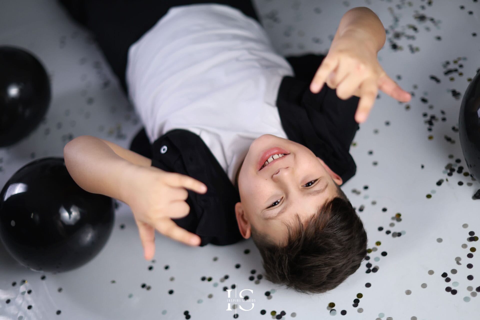 10 year old boy birthday photoshoot in London studio with modern portrait style