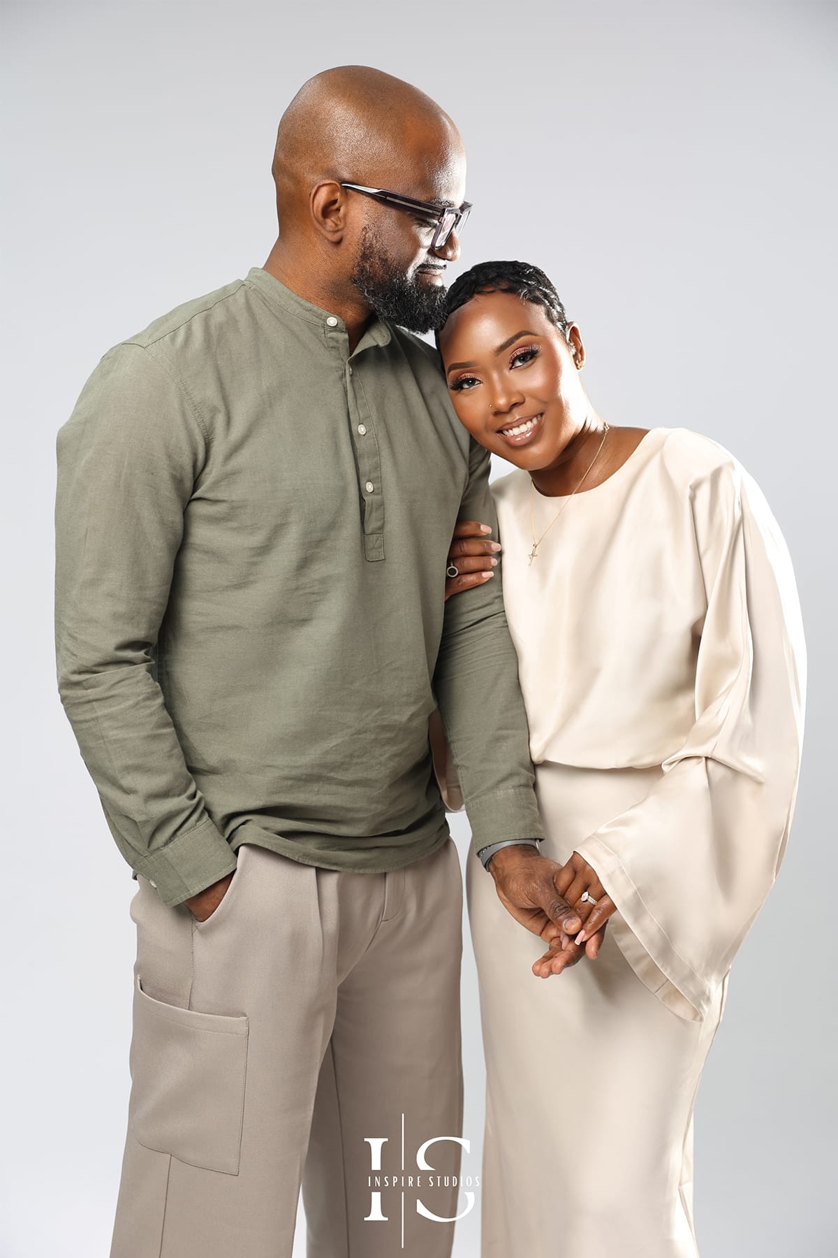10th wedding anniversary studio photoshoot with couple portrait and romantic lighting