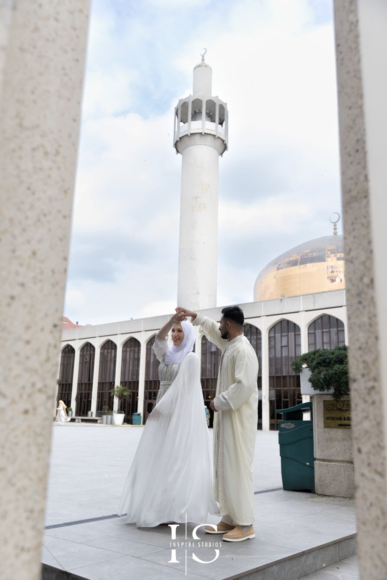 bride and groom Nikkah photos at Central London Mosque London ceremony