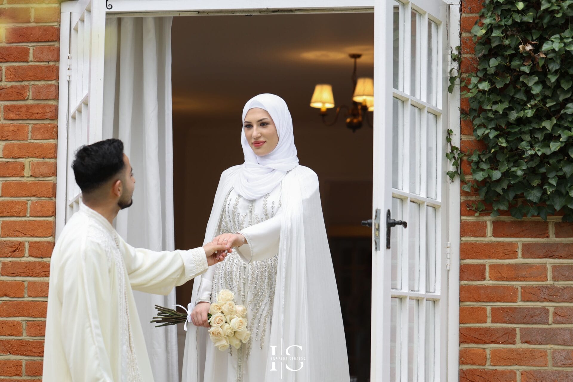 female wedding photographer for Nikkah at London mosque capturing bride and groom