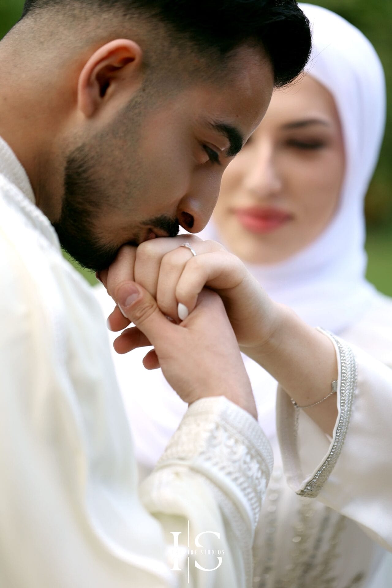 Candid Nikkah wedding couple photo at London Central Mosque Westminster London