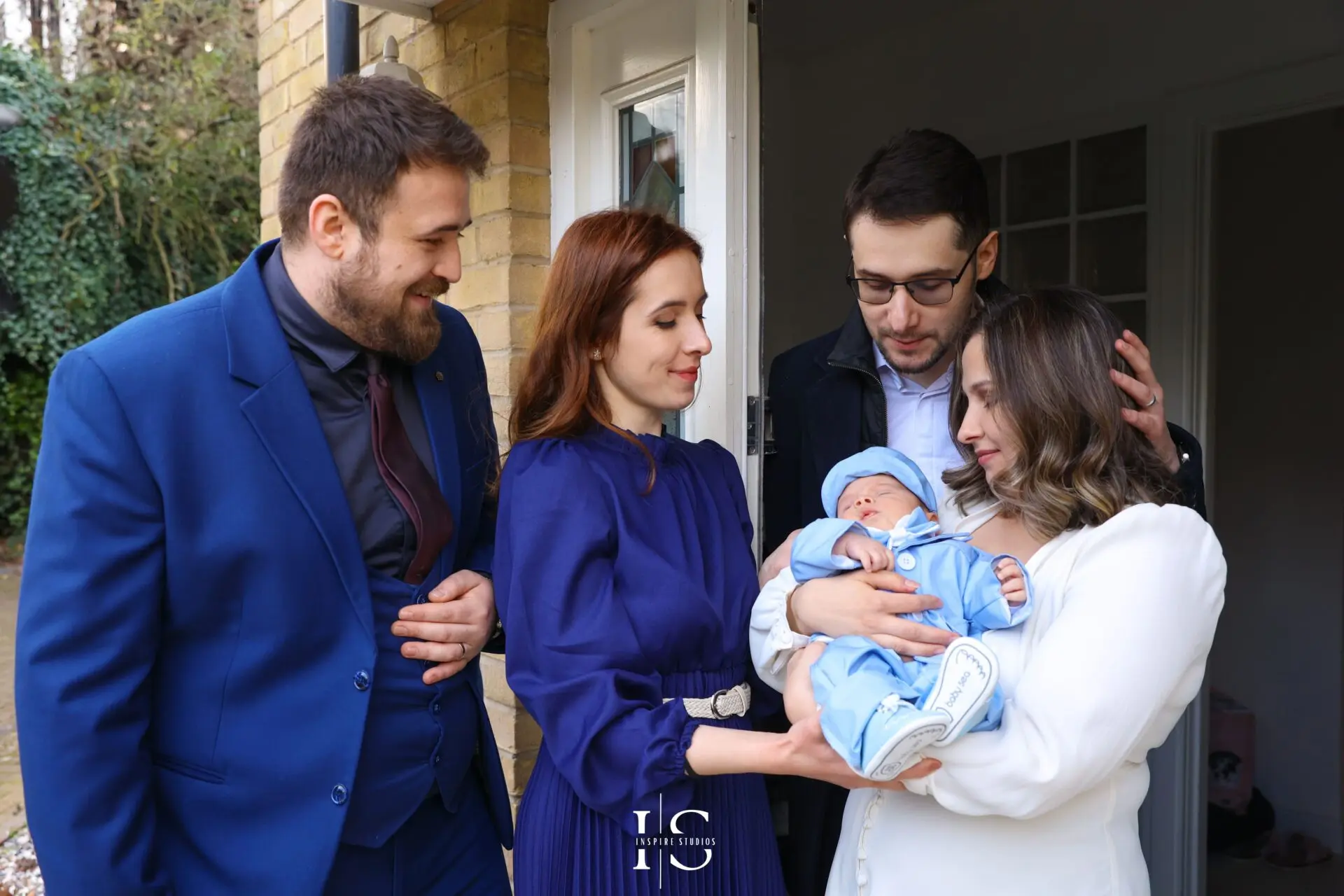 Christening photography in a Romanian church in London with family and godparents