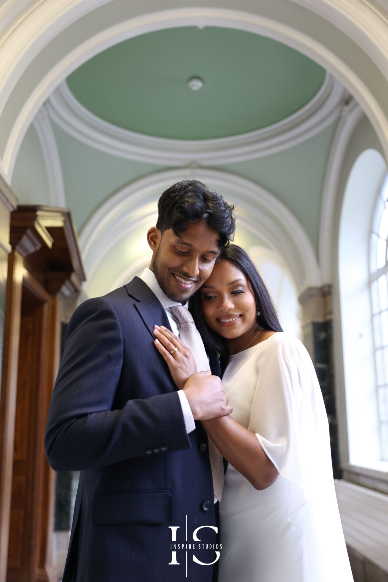 Registry wedding ceremony in Islington London with couple exchanging vows