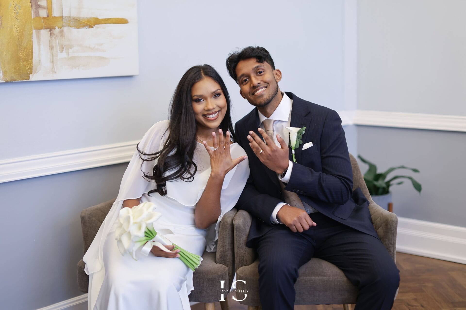 Bride portrait at Islington Town Hall London during registry wedding