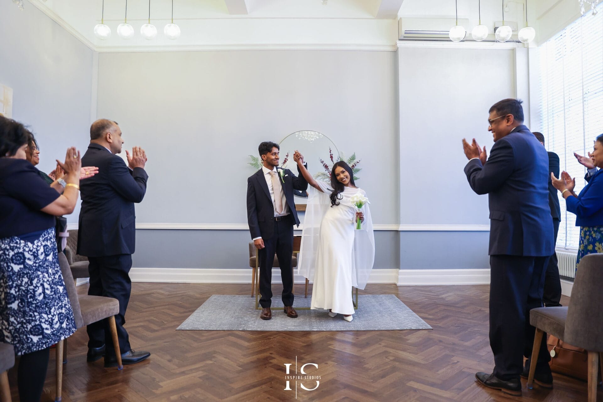 Registry wedding at Islington Town Hall London with couple during ceremony