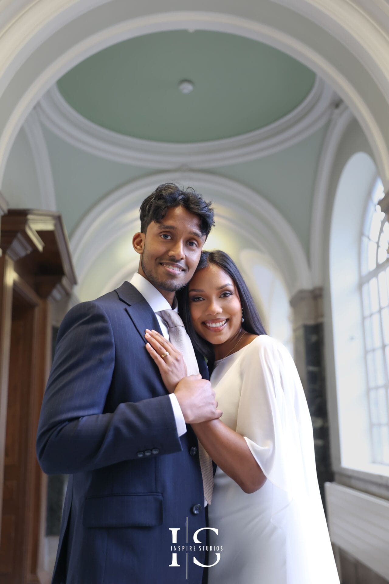 Elegant wedding photography at Islington Town Hall London UK with classic architecture