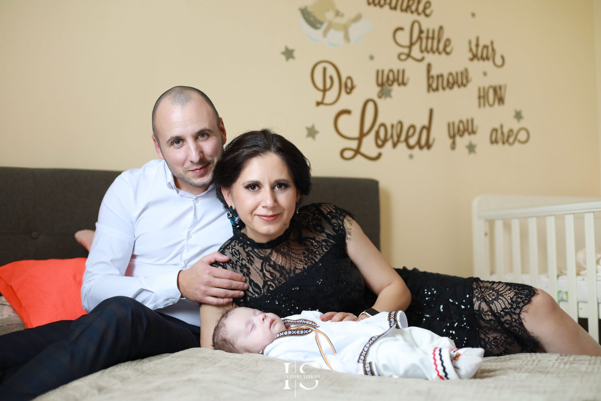 Baby portraits at home in London before the christening ceremony.