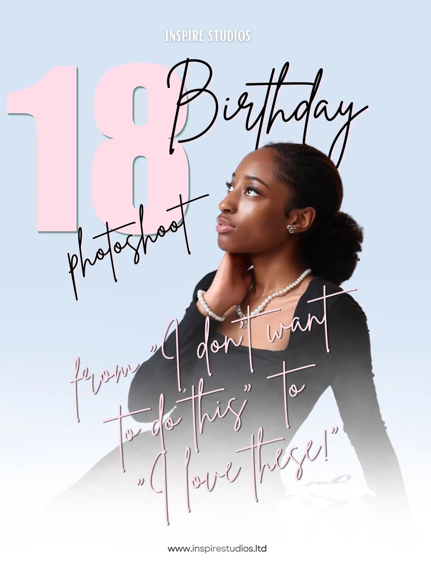 18th birthday photoshoot for girls TikTok reel cover in London studio.