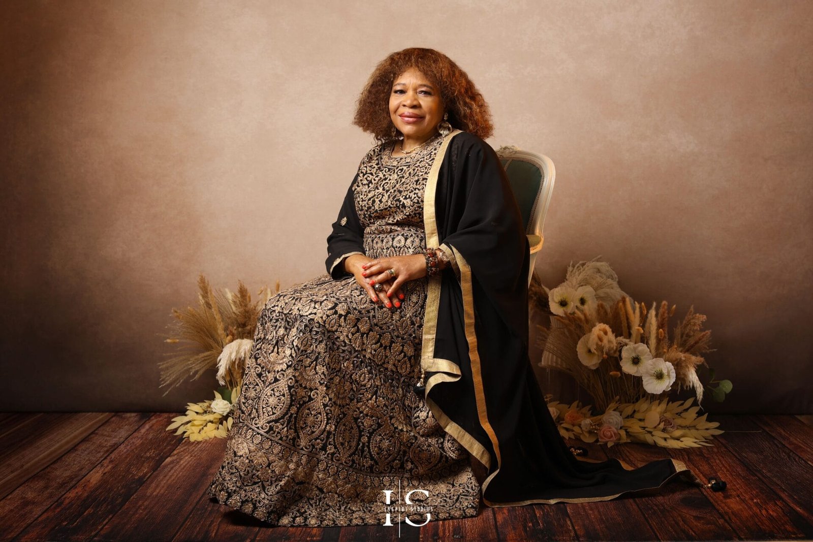 80th birthday portrait photoshoot in London with professional studio lighting
