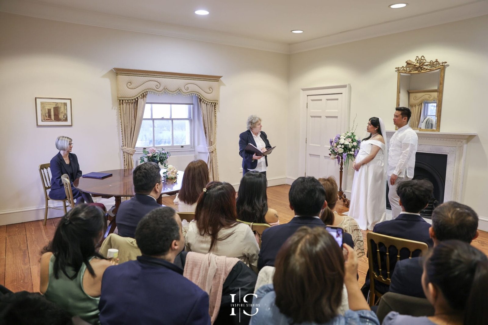 Filipino newlyweds photographed during their civil ceremony celebration at Danson House registry venue in Bexley.