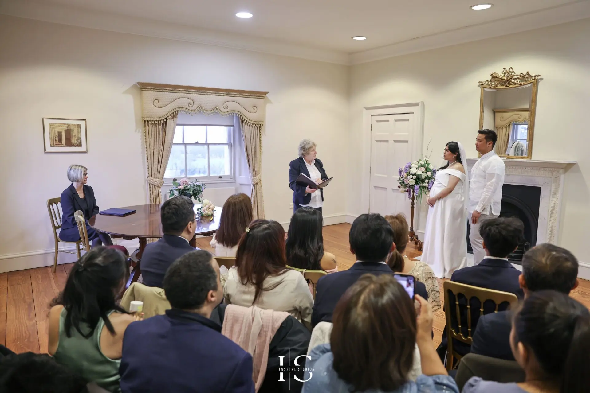 Filipino newlyweds photographed during their civil ceremony celebration at Danson House registry venue in Bexley.