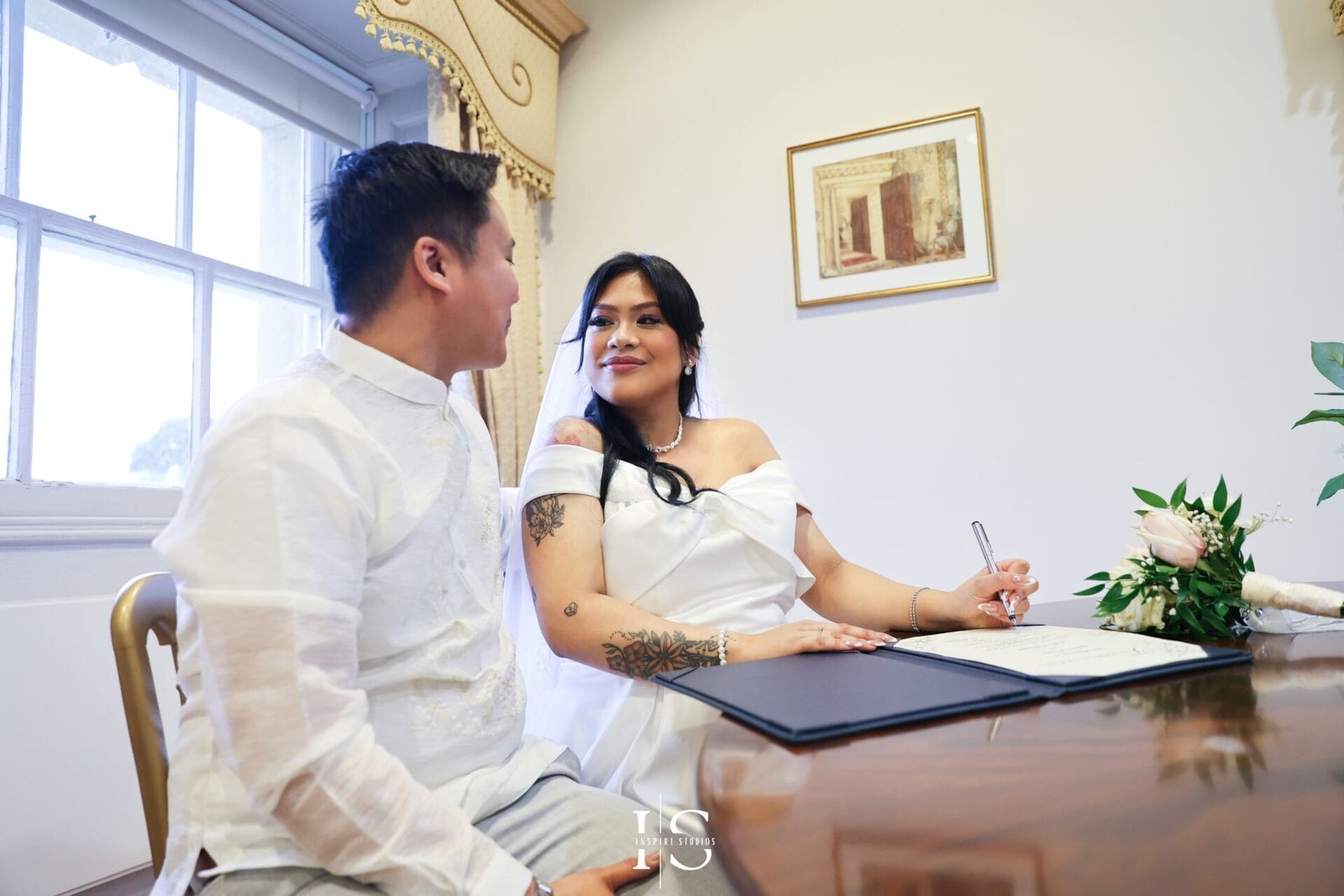Marriage ceremony photography inside Danson House during a civil wedding in Bexley.