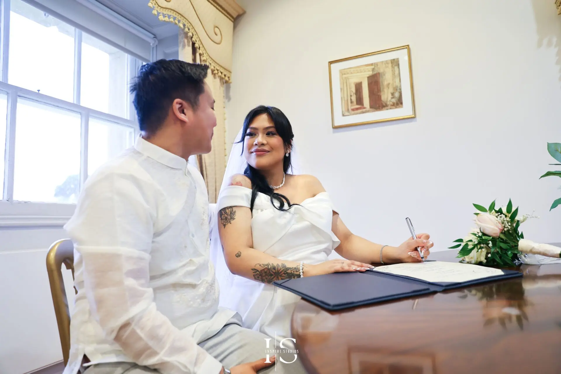 Marriage ceremony photography inside Danson House during a civil wedding in Bexley.