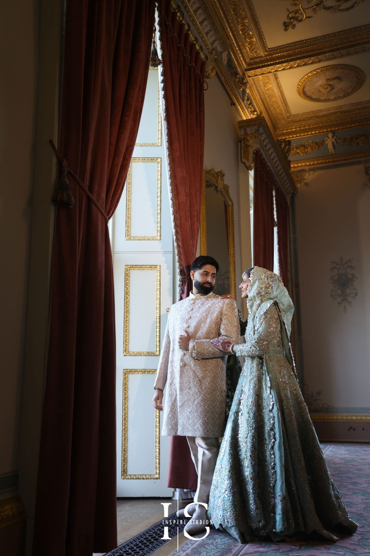 Bridal portrait from a Pakistani wedding at Hylands House, Chelmsford.
