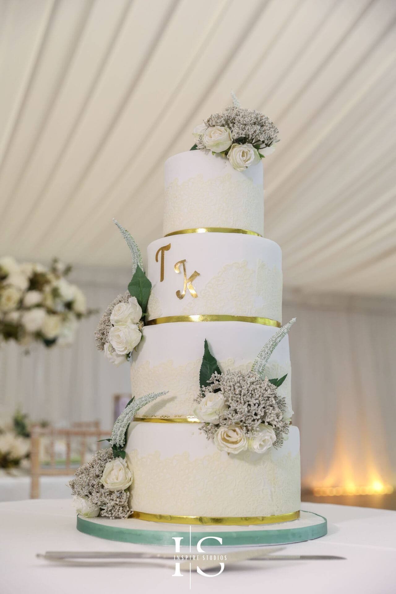 Decorated Pakistani wedding cake photographed at Hylands House, Chelmsford.