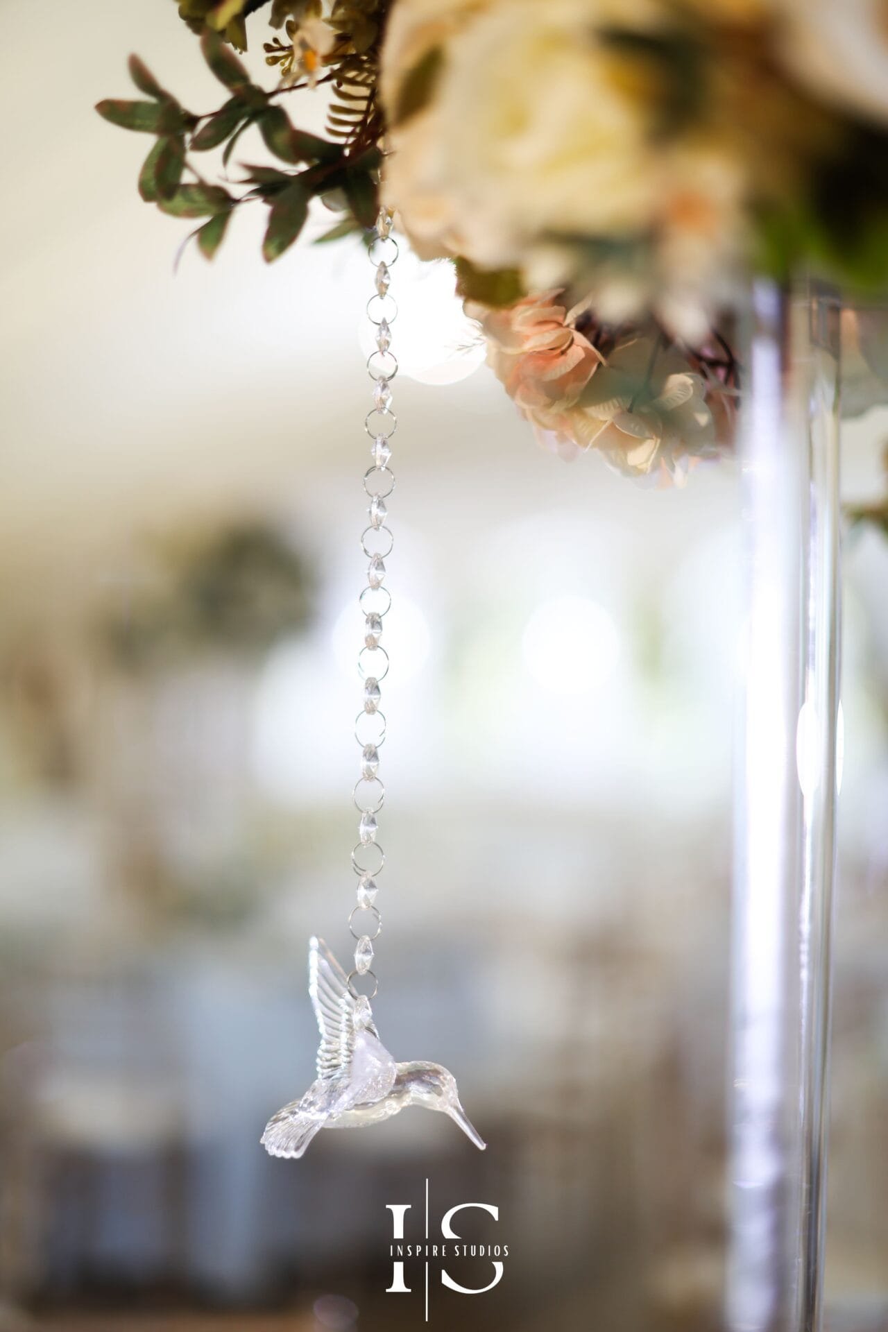 Decorated wedding reception room at Hylands House in Chelmsford.
