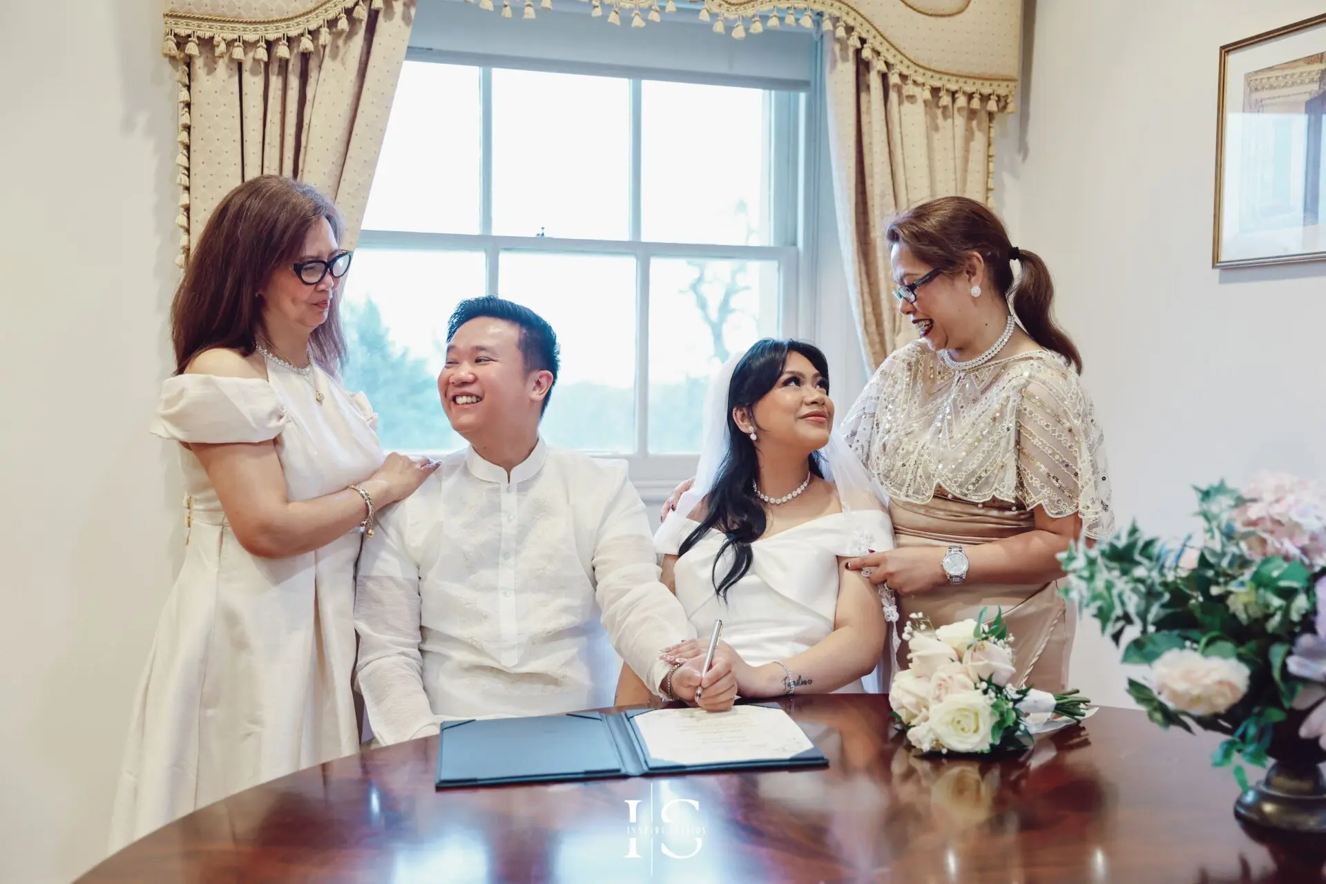 Filipino newlywed couple photographed by Inspire Studios during their registry wedding at Danson House, Bexley.