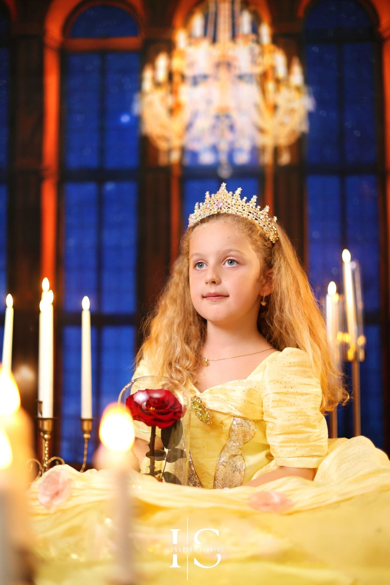 Beauty and the Beast birthday photoshoot for a girl at a London photography studio