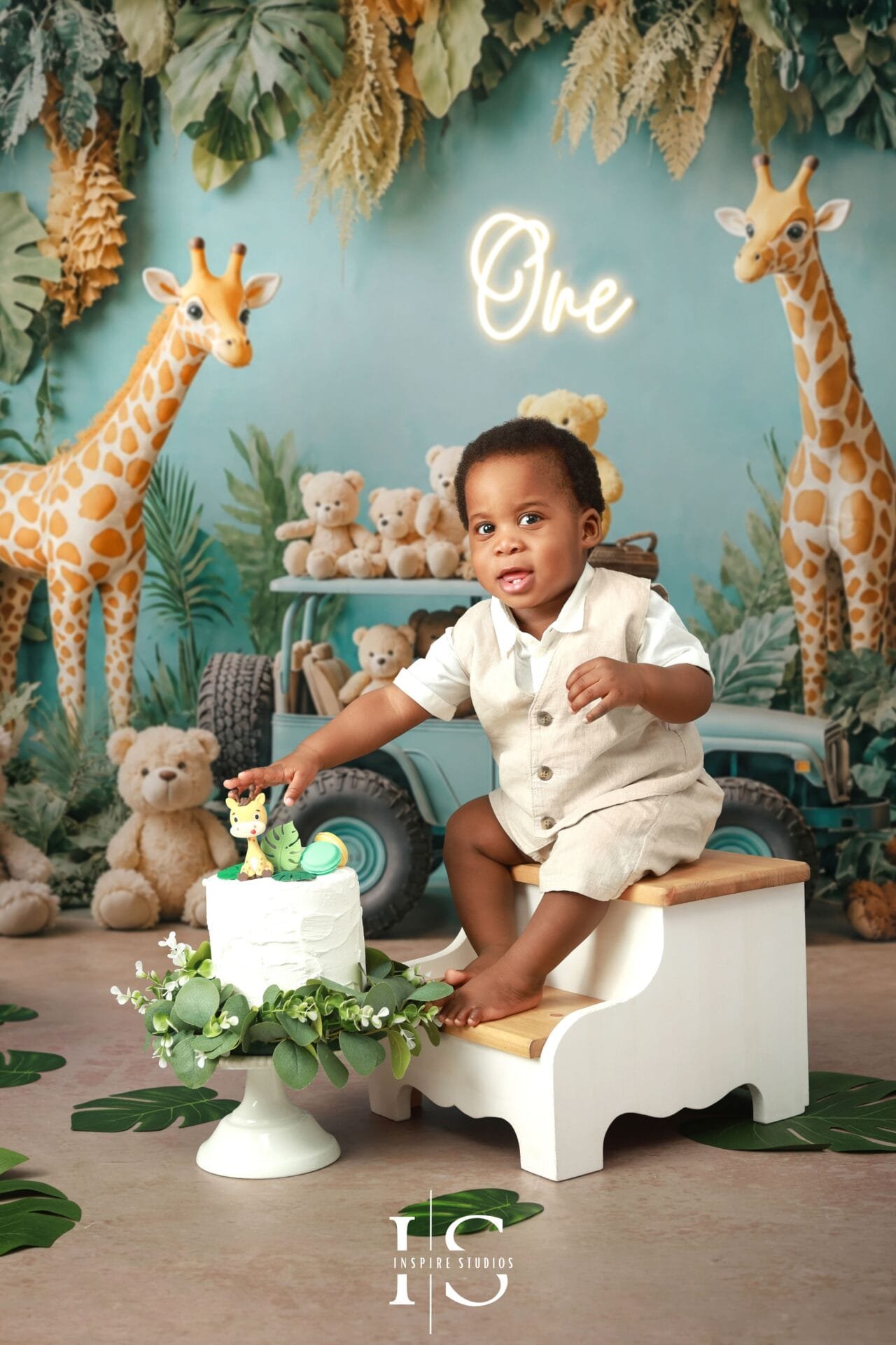 First birthday safari themed photoshoot at Inspire Studios, London